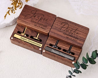 Personalisierte Groomsmen Manschettenknöpfe, Manschettenknopf/Krawattenklammer mit Box, Manschettenknopf & Krawattenklammer Set, Manschettenknopf Männer Geschenke, Trauzeugen Vorschlag Geschenk