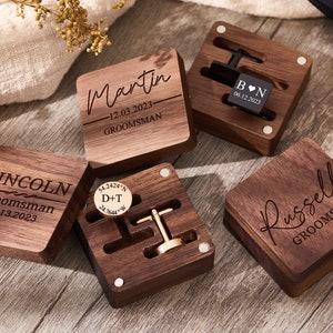 Personalisierte Manschettenknöpfe & Krawattenklammer Set Groomsmen Geschenk Gravur Manschettenknöpfe Trauzeuge Geschenk Box Jubiläumsgeschenk für Ehemann Bild 5