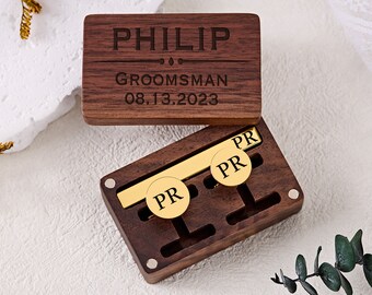 Personalized Groomsmen Cufflinks,Engraved Cufflink With Box,Custom Cufflink & Tie Clip Set, Wedding Favors Cufflink,Groomsman Gifts For Men