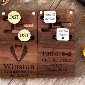 Personalisierte Manschettenknöpfe & Krawattenklammer Set Groomsmen Geschenk Gravur Manschettenknöpfe Trauzeuge Geschenk Box Jubiläumsgeschenk für Ehemann Bild 4