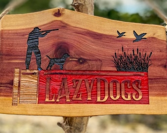 Letrero de caza de cedro personalizado grabado con láser: decoración rústica de cabaña