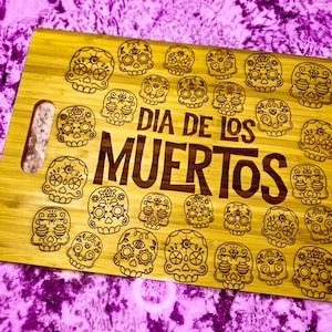 Customizable Día De Los Muertos Laser Engraved Bamboo Cutting Board