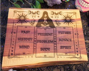 Engraved Reclaimed Witchwood Tarot Board: Wiccan Altar Divination