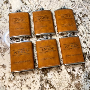 Custom Wedding Party Flask Gift Set – Personalized Engraved Groomsmen Bachelor Party Groom and Guest of Honor Flasks
