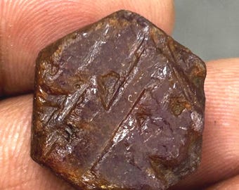 Raw Ruby Crystal Hexagon: July Birthstone Specimen, Sacred Geometry
