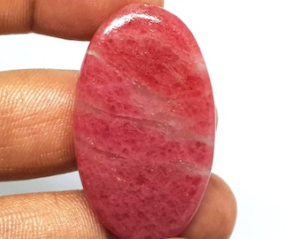 Natuurlijke roze rhodoniet cabochon, steen met platte achterkant