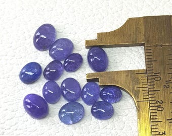 Natural Tanzanite Cabochon Lot: Violet-Blue Gemstones for Jewelry Making 13 pieces 5x7 - 7x9mm Approx.