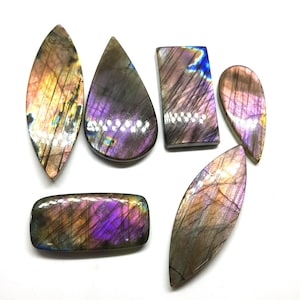 Wholesale Purple Fire Labradorite Cabochons | Bulk High Flash Labradorite Mix | Unique Iridescent Gemstone Supplies