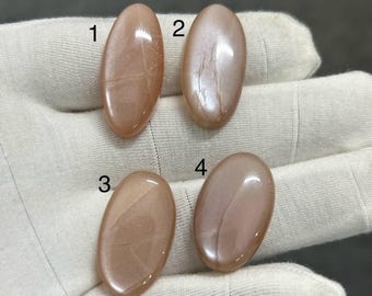 Peach Moonstone Cabochons: Oval Gemstone Jewelry Making Lot