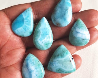 5mm Round Larimar Natural Stone - Blue Larimar Cabochon for Crafts