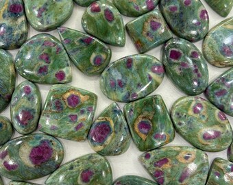 Natural Ruby fuchsite cabochon mix lot gemstones for jewelry making.