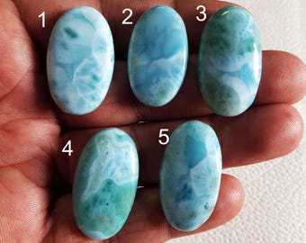 5*7mm Oval Larimar Natural Stone - Blue Larimar Cabochon for