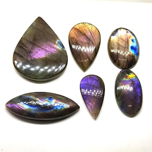 Wholesale Purple Fire Labradorite Cabochons | Bulk High Flash Labradorite Mix | Unique Iridescent Gemstone Supplies