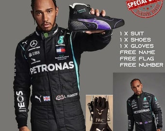 Lewis Hamilton Mercedes Petronas Go Karting Race suit with free Shoes & gloves digitally printed level 2