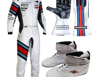 Traje Martini Go Karting Race con zapatos y guantes gratis impresos digitalmente nivel 2