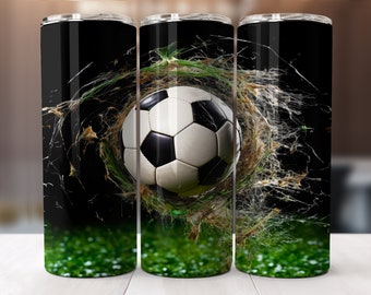 Soccer Tumbler Seamless Design Soccer Ball Ripping Net Design Gift for Him Sublimation Tumbler Wrap Instant Download Skinny 20oz Tumbler PNG