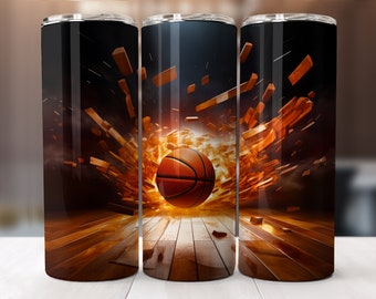 Basketball Tumbler Seamless Design Basketball Breaking Floor Design Sublimation Tumbler Wrap Gift for Him Digital Download Skinny 20oz PNG