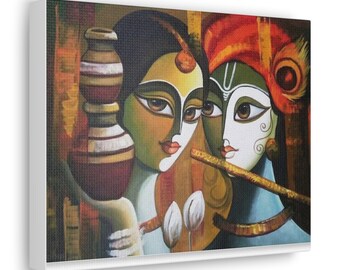 impression sur toile krishna, enveloppements de galerie de toile krishna, Shri Krishna, décor de peinture d'art krishna, œuvre d'art en toile de décoration intérieure du seigneur Krishna