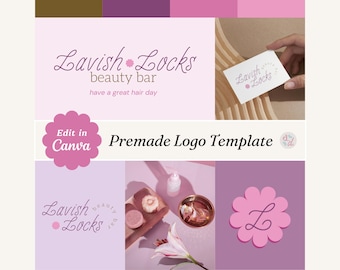 Retro Boho Logo Branding Kit: Customizable Canva Template (Digital Download)