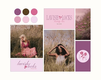 DIY Retro Logo Branding Kit Semi Custom Elegant Modern Logo Bright Playful Canva Template Boho Floral Brand Package Small Business Luxe Logo