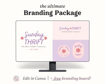 Boho Branding Kit: Editable Logo Design, Canva Template (Digital Download)