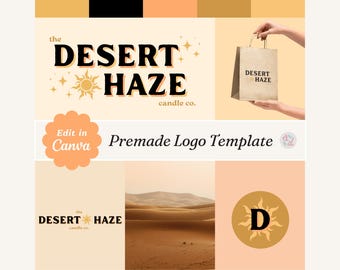 Boho Branding Kit: DIY Logo Templates, Social Media (Canva Editable)