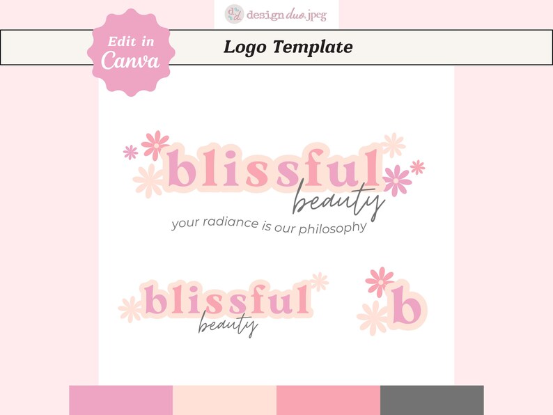 Retro Pastel Branding Kit Canva Template DIY Editable Boho Design ...