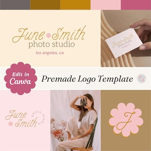 Retro Pastel Logo Branding Kit: DIY Small Business Brand Board (Canva Editable)