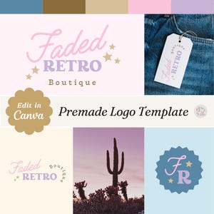 Retro Logo Branding Kit: Western Small Business Template (Canva Editable)
