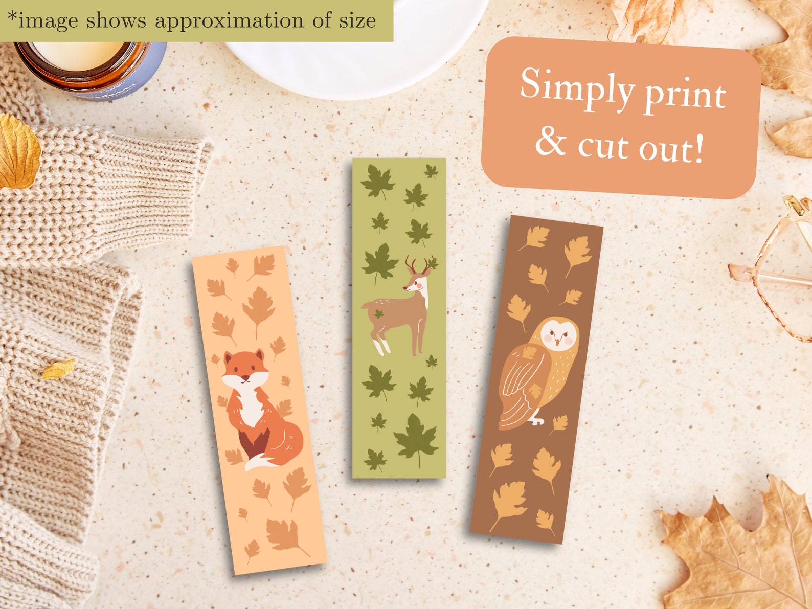 Fall Bookmark Printable for Kids Autumn Leaves October Aesthetic Forest ...