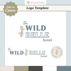 Boho Logo Branding Kit: Retro Botanic Design Canva Vorlage (Digitaler Download)
