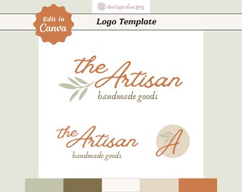 Neutral Aesthetic Handmade Business Logo Plant Nature Boutique DIY Branding Kit Boho Natural Canva Template Beauty Salon Coach Photographer