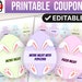 Easter Egg Coupons Printable, Easter Coupon Book Template, Editable ...