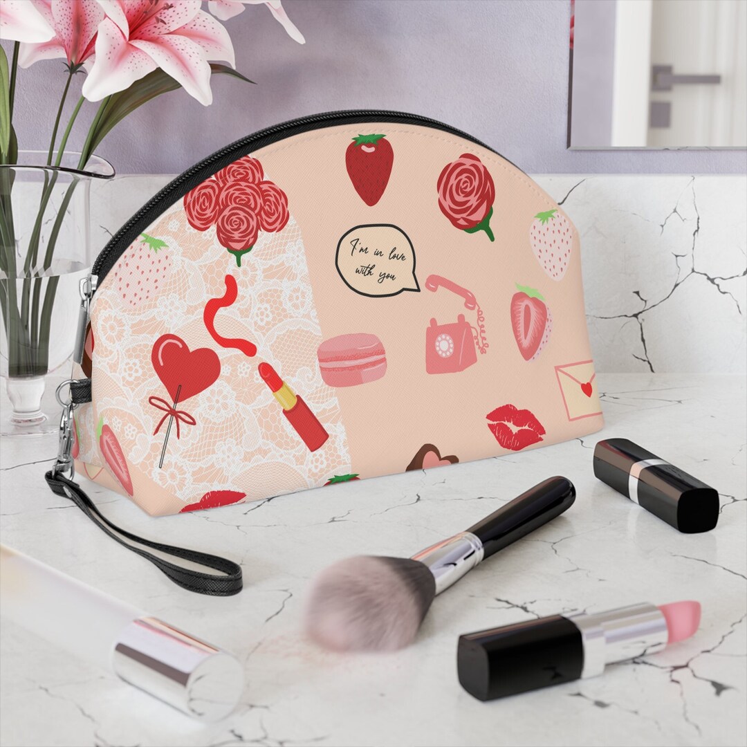 Coquette Makeup Bag, Leather Toiletry Organizer Bag Women, Travel