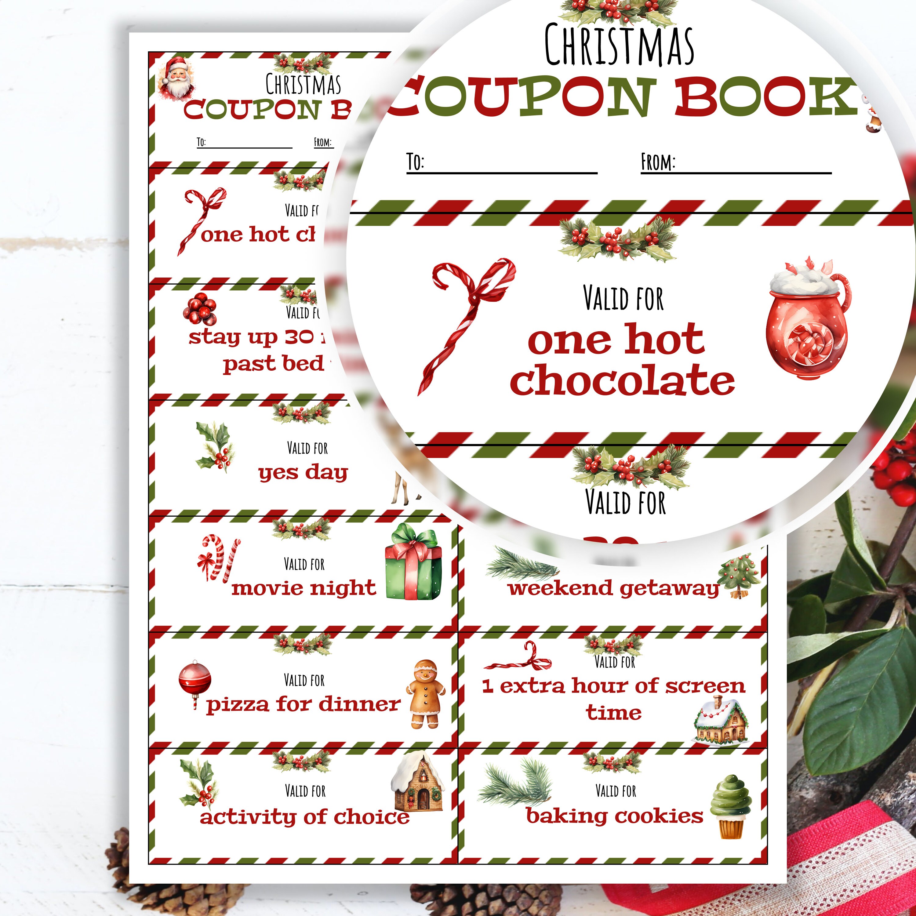 Printable Christmas Coupons for Kids, Custom Coupon Book, Kids Reward ...