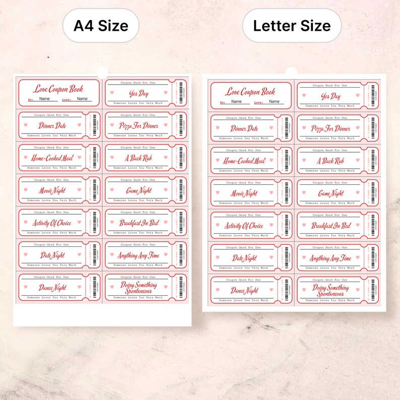 Printable Editable Valentine's Day Love Coupons, Love Coupons, Adult ...