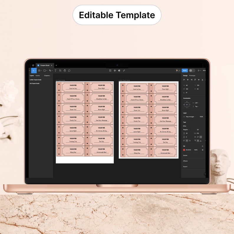 Printable Coupon Book Template, Blank Vouchers, Printable Coupons ...