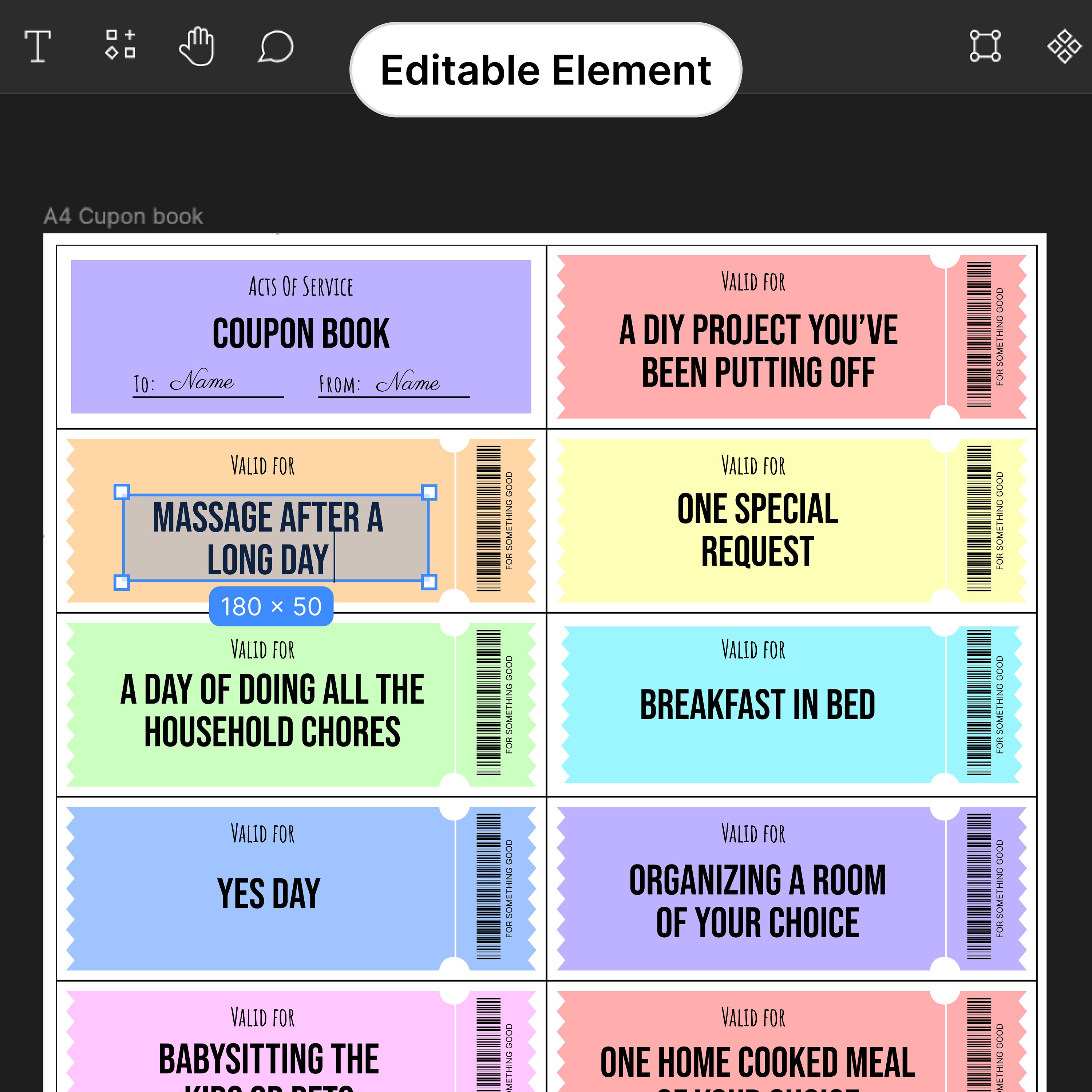Printable Acts of Service Love Coupons, Editable Stocking Printable Acts of Service Love Coupons, Editable Stocking