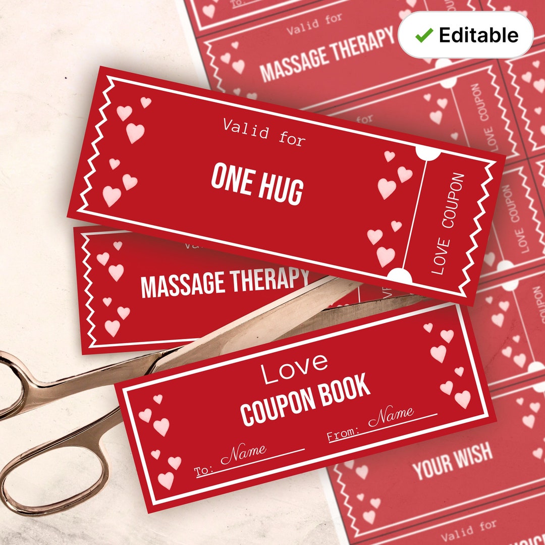 Custom Love Coupon Book Printable Editable Valentines Couple Coupons ...