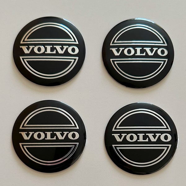 4 pcs (Set) 56mm - 2.20inch Black Volvo Wheel Center Hub Caps Stickers