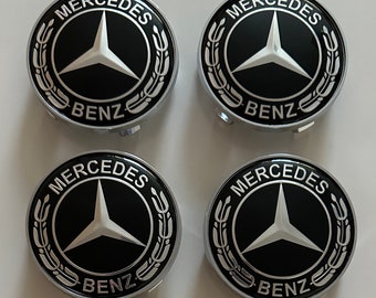 4 pcs (Set) 68mm - 2.68inch Black Mercedes Benz Wheel Center Hub Caps