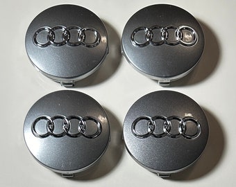 4 pcs (Set) 60mm - 2.36inch Glossy Gray Audi Wheel Center Hub Caps (4B0601170)