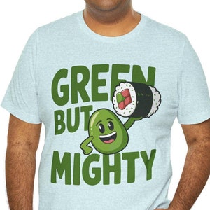 Wasabi Sushi Cartoon Unisex T-shirt, Groen maar Machtig Grafisch Shirt, Funny Food Lover Gift, Japanse Keuken Top, Sushi Chef Apparel