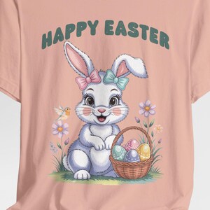 Frohe Ostern Bunny T-Shirt, süßes Ostern Shirt, Frühlingsmode, Coquette Bunny T-Shirt, Urlaub Geschenk, Bunny Lover&#39;s Tee
