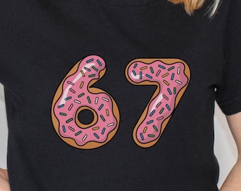 ドーナツ67 Tシャツ、おもしろTシャツ、誕生日プレゼント、ユニ