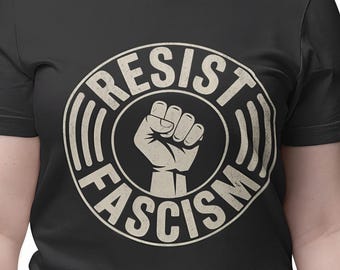 Resist Fascis T-shirt met korte mouw, uniseks protestshirt, activistische kleding, T-shirt voor sociale rechtvaardigheid, T-shirt politiek statement, milieu