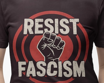 Resist Fascis T-shirt met korte mouw, uniseks protestshirt, activistische kleding, T-shirt voor sociale rechtvaardigheid, T-shirt politiek statement, milieu
