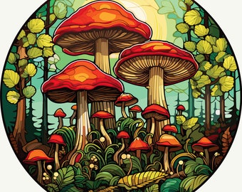 A bundle of 84 Round Vector Mushroom Images - great for t-shirts, stickers, scarpbooking, all clip-art uses. Use as a logo! SVG, PNG, EPS