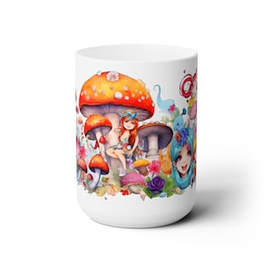 Paddenstoelen en feeën mok van 15 ounce