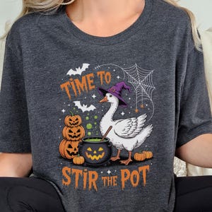 Halloween-t-shirt, gåshäxa-tröja, dags att röra om i grytan, unisex jersey-tröja med kort ärm, halloweendräkt, halloweenfest-tröja
